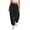 Black, variant on Womens Baggy Wide Leg Pants Casual Elastic Waisted Palazzo Harem Pants with Pockets Army Green,S
