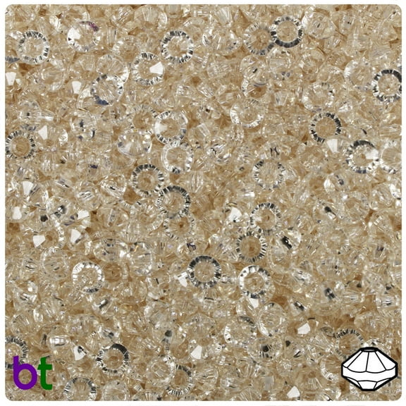 BeadTin Champagne Transparent 6mm Faceted Rondelle Plastic Craft Beads (1350pcs)