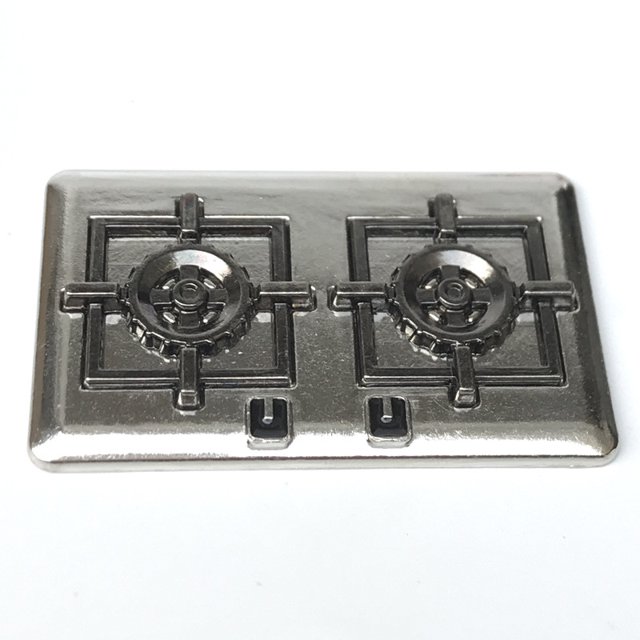 1:12 Accesorios para la escena de la cocina en miniatura de la casa de muñecas Estufa de gas plateada Estufa doble de metal