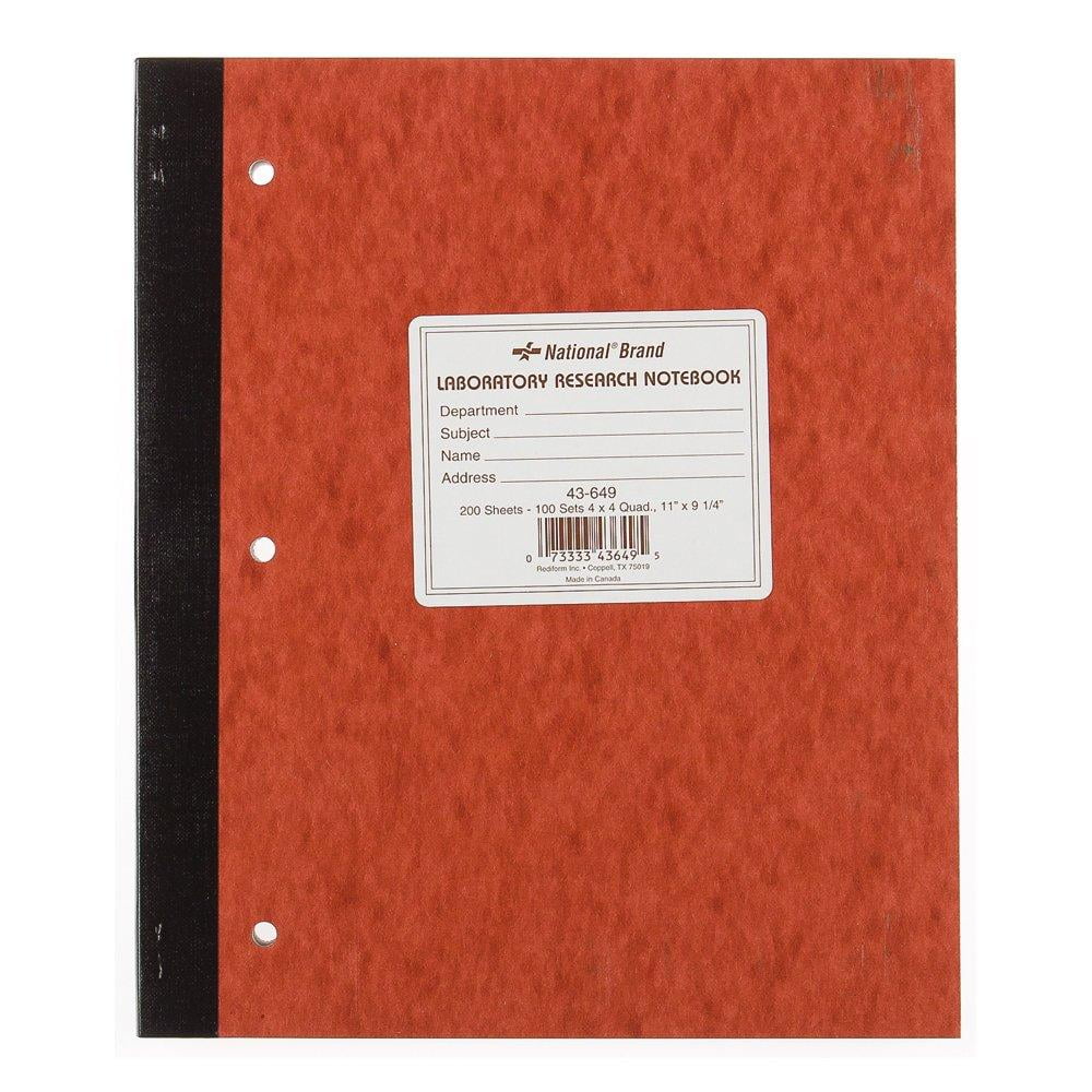 NATIONAL Laboratory Notebook, 4 X 4 Quad, Brown, Cover, 11 x 9.25", 100