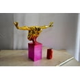 thumbnail image 3 of Olympian Stanced Man on Patterned Pink Chrome Base Resin Statue 20" x 8" x 17"H, 3 of 11