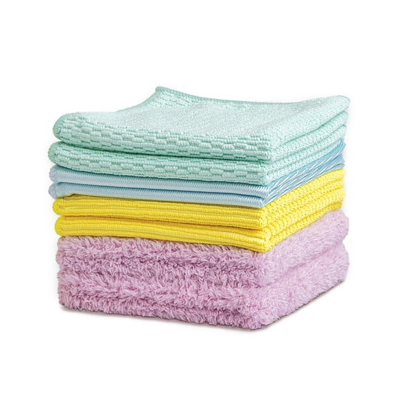 Solve™ Household Cleaning Cloths, Double-Sided Microfiber, Lint-Free and Reusable, Multi-Color, Set of 8