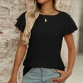 thumbnail image 5 of iHengLiXing Plus Size Spring Tops for Women 2025 Dressy Casual Women's Fashion Summer Solid Color Round-Neck Short Sleeve Blouses Black XXL, 5 of 7