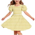 thumbnail image 3 of Babcutegg Classic Plaid Short-Sleeve Round-Neck Dress With Crisscross Back Design For Girls, Lightweight Breathable Summer Wear Yellow Size 14, 3 of 8
