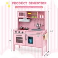 thumbnail image 3 of Costway Kids Kitchen Playset Wooden Pretend Play Chef Toy with Microwave & Accessories Pink, 3 of 11