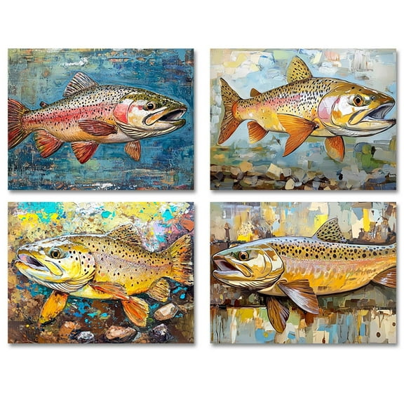 Small World Greetings Watercolor Trout Note Cards 12 Count - Blank Inside with Envelopes - A2 Size 5.5" x 4.25" - All Occasion Nature Greeting Cards - Birthday, Encouragement, Thank You, and More