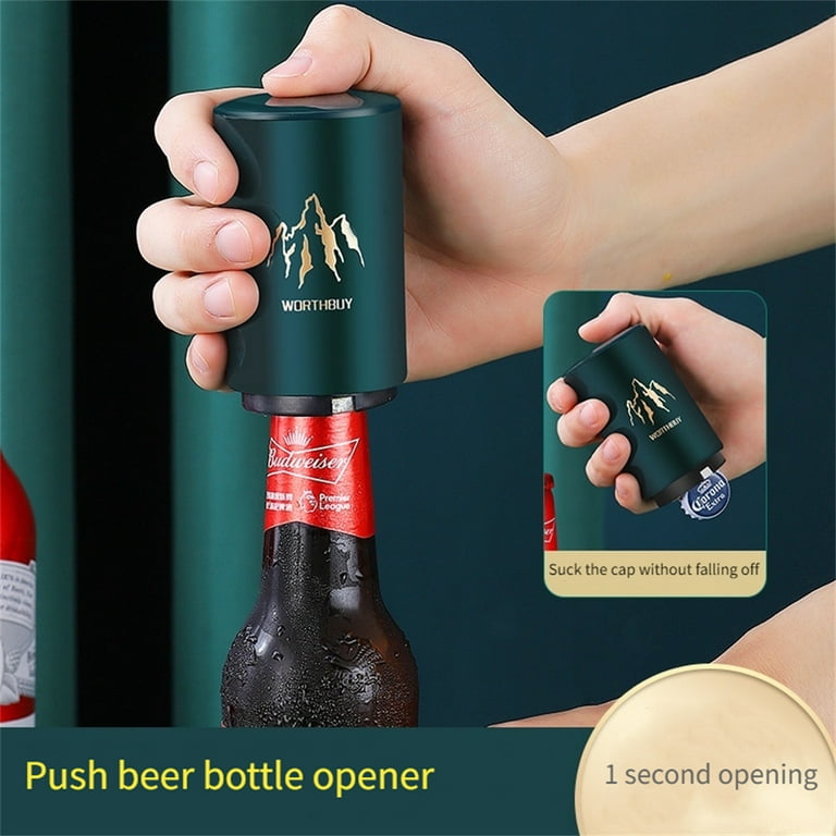 Clearance! Magnetic Automatic Bottle Opener Stainless Steel Push Down Wine  Beer Soda Cap Opener Kitchen Accessories for Halloween Home Party Pub 