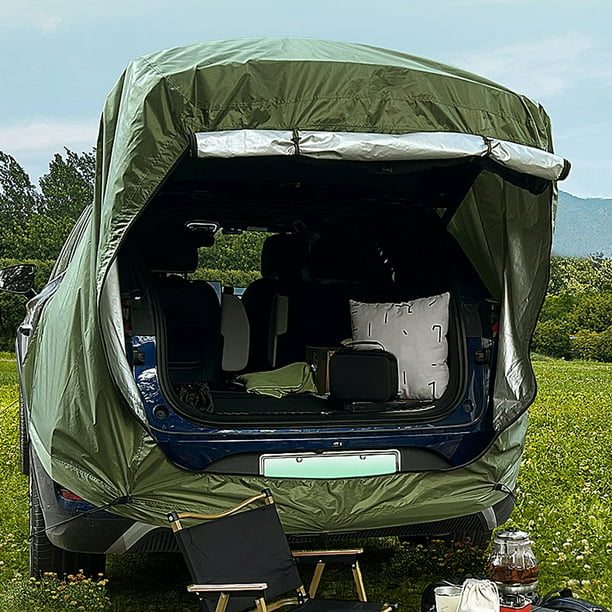 Tente De Camping Outsunny – Tunnel 2-4 Places, 3 Portes, Imperméable 3000mm, Compatible SUV Et Autonome