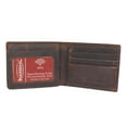 thumbnail image 5 of MARSHAL Men's Vintage Genuine Leather RFID Wallet with Military Tribute Design  'Land of the Free, Because of the Brave' Engraving, Western Style Brown, 5 of 9