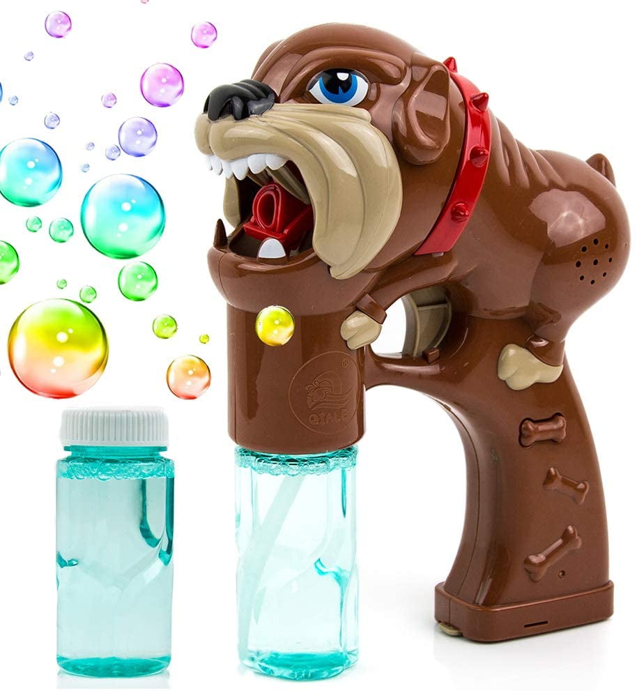 Blue Dog Puppy Bubble Gun Blower with Flashing LED Lights & Music 2 Refill 