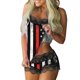 thumbnail image 1 of Gibobby Pijama De Mujer Conjunto de día de la independencia de las mujeres Pijamas estampados Tirantes sin mangas Conjuntos de pantalones cortos de empalme de encaje(Negro,G), 1 of 5