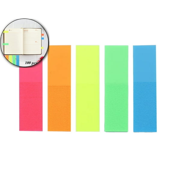 WNFJR 100Pcs Transparent Sticky Notes Tabs - Multicolor Page Markers for Books, Files & Notebooks - Removable & Water-Resistant Index Tabs for Organizing, Office Use