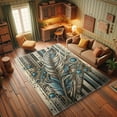 thumbnail image 3 of Ambesonne Bohemian Decorative Rug Carpet, Bold Boho Feather Tribal, 2' 2" x 3' 7", Azure Blue Beige Tan, 3 of 5
