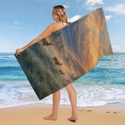 Deer Mountain Sunrise Landscape Microfiber Beach Towel Absorbent Compact Towels for Swimming Pool Beach Travel Things for Vacation Essentials Adult Gift,61.4×30.3Inch