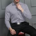 thumbnail image 1 of Blusa y camisa de manga larga con cuello vuelto para hombre, informal, con botones, lisa, de manga larga, transpirable, de poliéster, 1 of 6