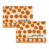 FeiFu 2 Piece Thanksgiving Linen Placemats 45x30cm Fits Plates Thanksgiving Theme Design Enhances Holiday Vibe Protects Table from Stains Suitable for Dining Table Decor