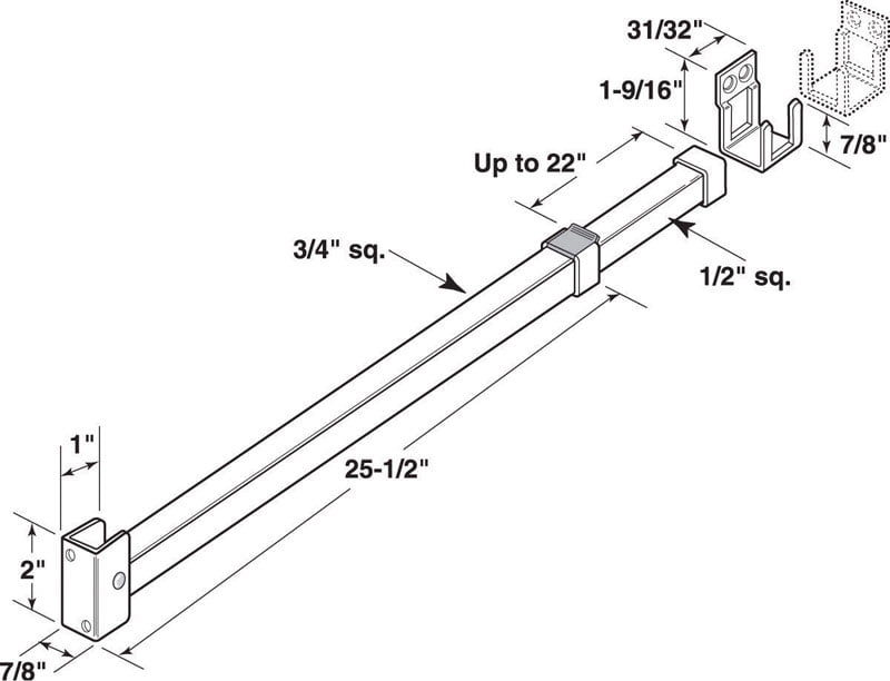 Defender Security U 9920 Security Bar Lock, Telescopic, Aluminum Finish