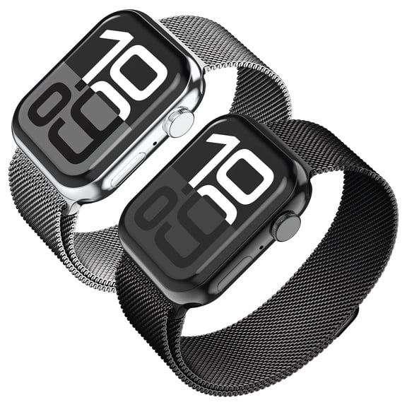 Vena 2 Pack For Apple Watch Band Series 10 42mm, Stainless Steel Apple Watch Band Series 11 41mm Band Series 9/8/7 iWatch 40mm, Silver Black