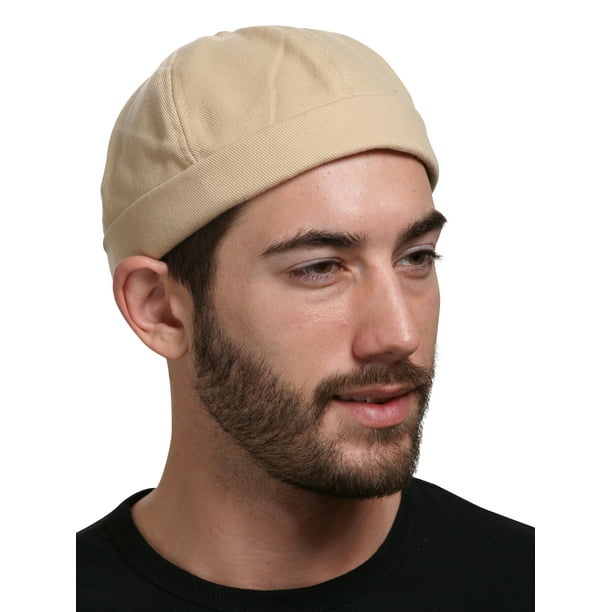 SnugZero - Brimless Adjustable Docker Hat Beanie | Retro Cotton No Visor  Cap Men and Women, Cream