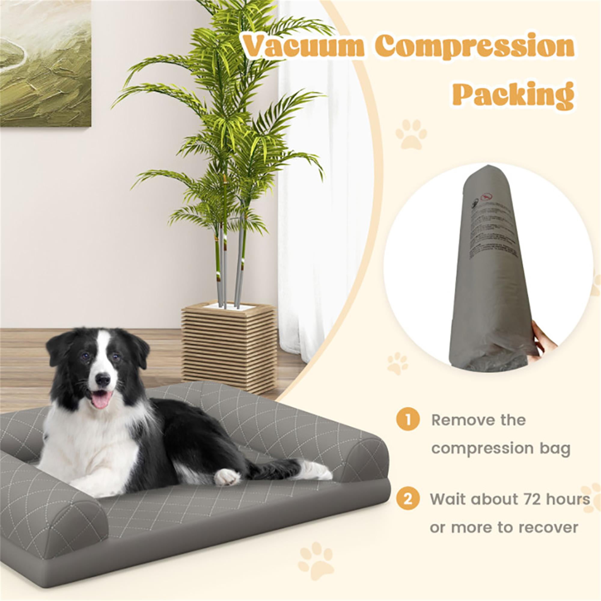 Kadyn 36" Pet Dog Crate Bed with 3-Side Bolster, Dog Bed Sofa Furniture, Cat Sofa Beds with Removable Washable Bed Cover, Gray