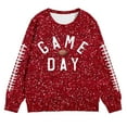 thumbnail image 4 of Fshinging Toddler Girls Football Sweatshirts Tops Game Day Letter Sequin Graphic Long Sleeve Crew Neck Kids Hoodie Tops Size 3-4 Years, 4 of 4
