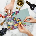 thumbnail image 5 of Rainbow Cutting Board, Floral Themed Design Curvy Colorful Background Nature Inspired Illustration Art, Decorative Tempered Glass Cutting and Serving Board, Small Size, Multicolor, by Ambesonne, 5 of 5
