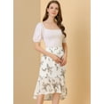 thumbnail image 4 of INSPIRE CHIC Women's Floral High-Low Elastic Waist Ruffle Hem Flowy Midi Chiffon Skirt, 4 of 6