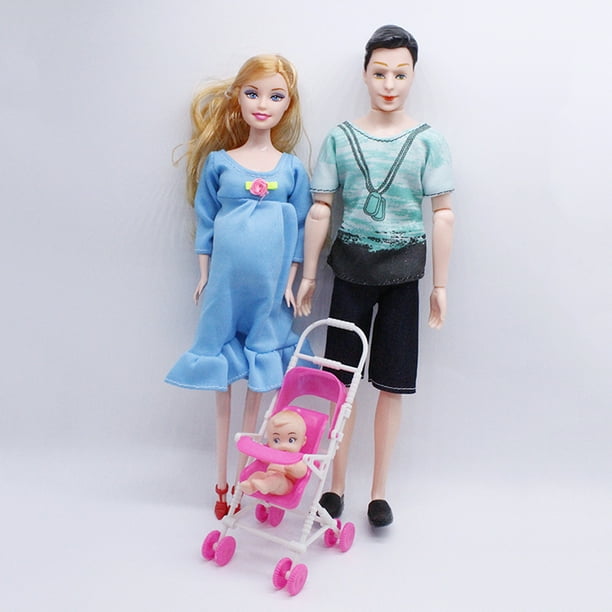 necas felices o juego personas con embarazada papa bebe y cochecito para 2 Sunnimix Familia de munecas con mama embarazada Walmart en linea