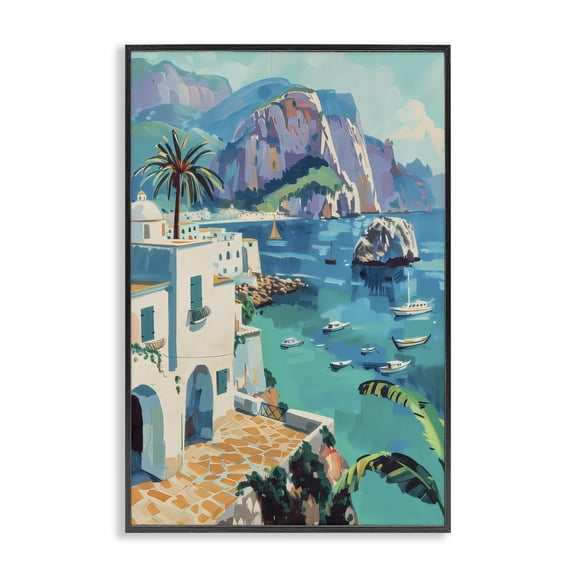 Stupell Industries Coastal In the Bay Nautical Coast Black Framed Giclee Art, 12 x 18, by LSR Design Studio