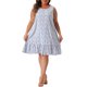 thumbnail image 1 of Vestido de Día de San Valentín para Mujeres de Talla Grande Agnes Orinda, Floral, Sin Mangas, Con Volantes, Casual, 1X, Azul, 1 of 6