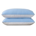 thumbnail image 1 of Funda de almohada de tela cepillada con bordes, 2 uds., funda de almohada hipoalergénica a prueba de polvo, azul, blanco, 51x102cm, 1 of 8
