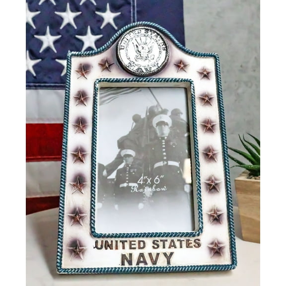 Patriotic United States Sailor Navy Eagle Rank Stars Memorial 4x6 Picture Frame