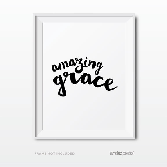 Amazing Grace Bible Verses Religious Wall Art, Modern Black and White