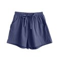 thumbnail image 7 of DORKASM Women's Linen Drawstring Shorts High Waisted 4" Inseam Summer Shorts Dark Blue M, 7 of 7