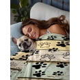 thumbnail image 3 of Teal Brown Paw Prints Twim XL Size Flat Sheet, Wrinkleproof & Fadeproof Cooling Flat Bed Sheet Only, Vintage Farmhouse Wooden Grain Breathable Soft Bedding Top Sheets 66 x 102 Inches, 3 of 8