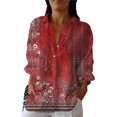 thumbnail image 2 of Endives Womens Linen Shirts Long Sleeve Blouse Casual V Neck Tops Summer Work Blouses Daily Outfit, 2 of 4