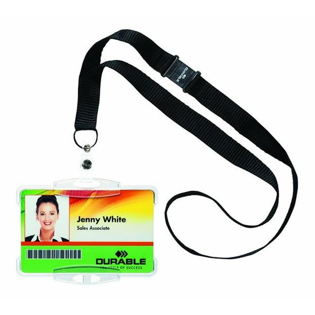 Durable Office Produits 826619 Porte-Cartes d'Identité Unique de Style Ouvert avec Cordon & 44; Transparent - Boîte de 10