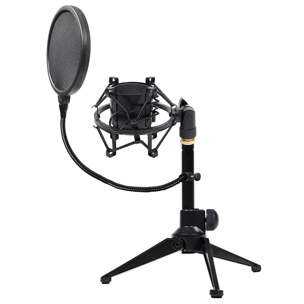 Rockville Adjustable Podcast Podcasting Tripod Mic Stand+Shockmount+Pop