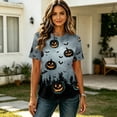 thumbnail image 6 of DORKASM Halloween Women's Shirts Round Neck Skeleton Trendy Tops Short Sleeve Funny Print Spooky Vacation T Shirt Ghost Graphic Fall Winter Fashion Blouse Dark Gray S, 6 of 7