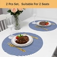 thumbnail image 5 of Dark Blue Striped Round 15 Inch Placemats Set of 2, Modern Beige Geometric Country HeatResistant Non Slip Place Mats for Dining Table, Wipeable Braided Kitchen Table Mats for Housewarming, 5 of 9