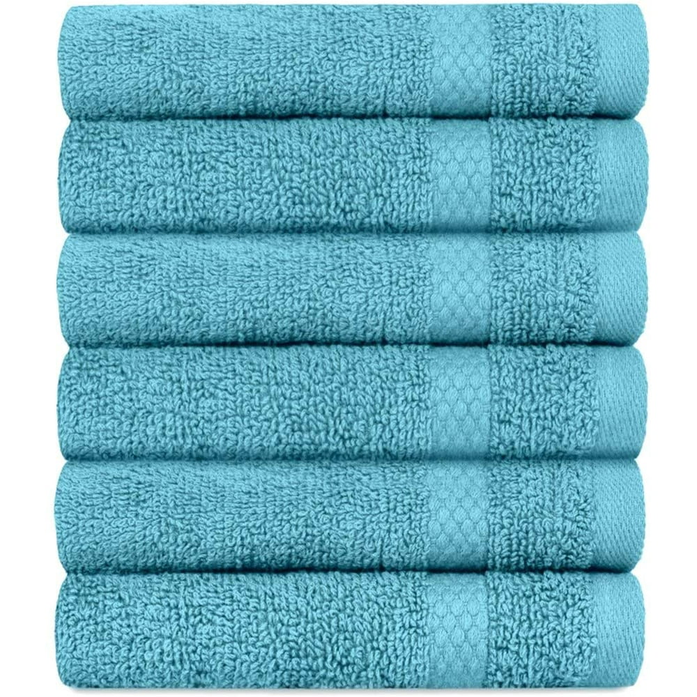 Luxury Aqua Hand Towels Soft Cotton Absorbent Hotel towel 6Pack