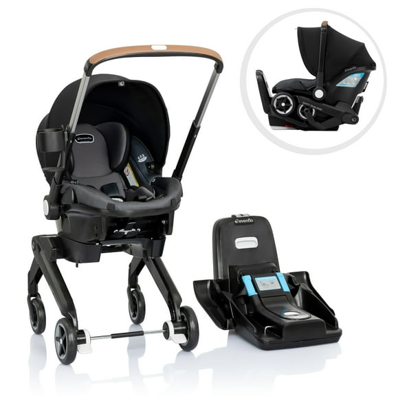 Evenflo Shyft DualRide Preemie and Infant Car Seat Stroller Combo 3-30lbs with Carryall Storage (Boone Gray)