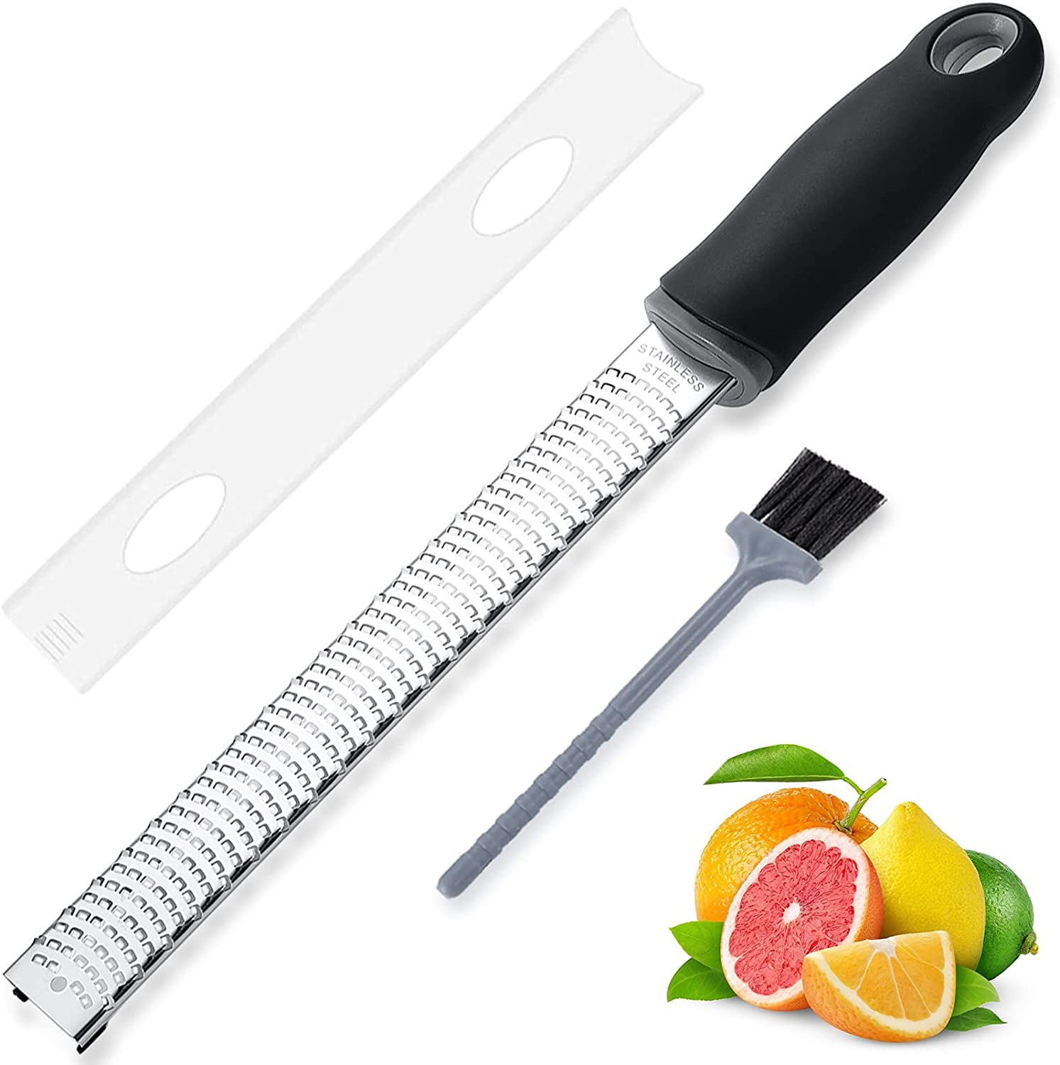 Orange Spice & Cheese Grater With Soft Non-Slip Handle,Free Cleaning Brush Citrus Lemon Zester