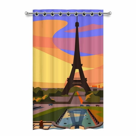 Mkhert Paris Landscape With Eiffel Tower Blackout Window Curtain