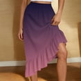 thumbnail image 2 of hotojiny Midi Skirts for Women Elastic Waist Ruffle Hem Asymmetrical Boho Skirt Summer Gradation High Low Flowy Skirt, 2 of 7