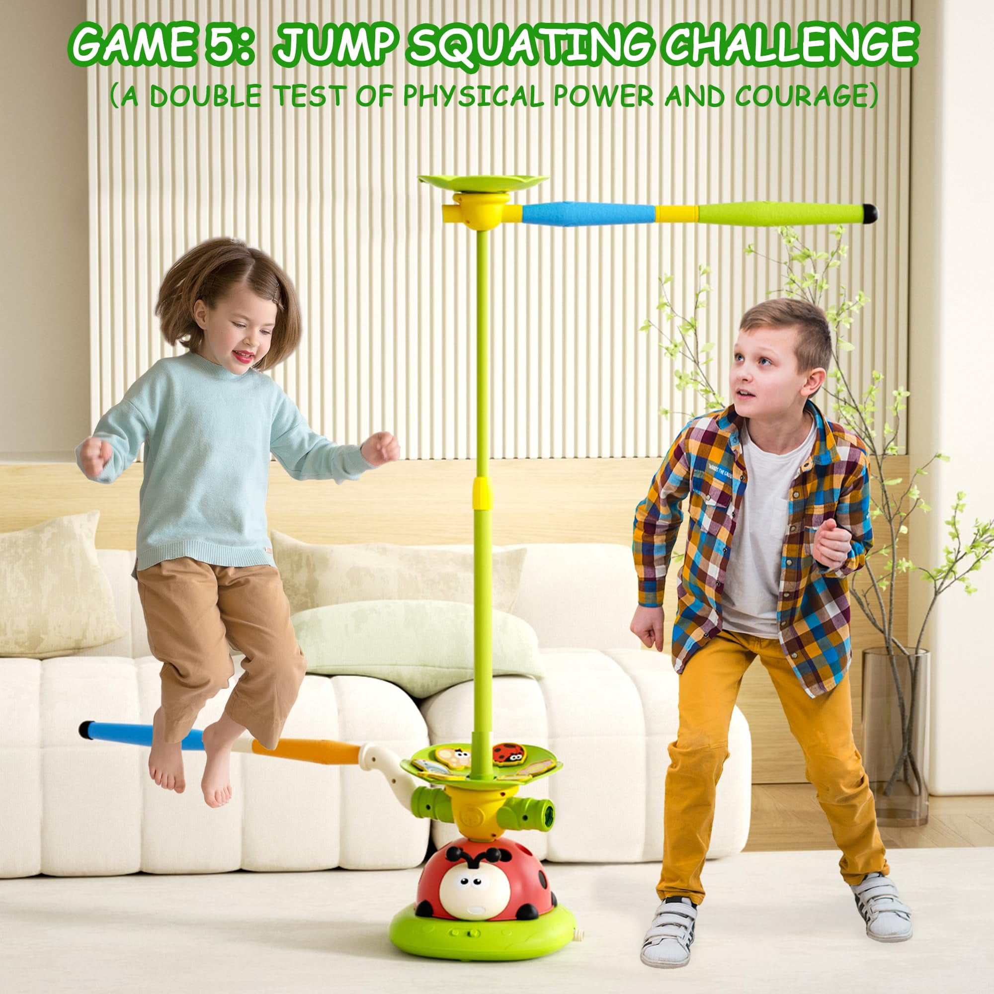 LINXUXIE 5-in-1 Musical Jump Set, Toss Ring Game and Stomping Toys, Active Indoor&Outdoor Games Birthday Gifts for 3-5 5-8 8-13 Years Old