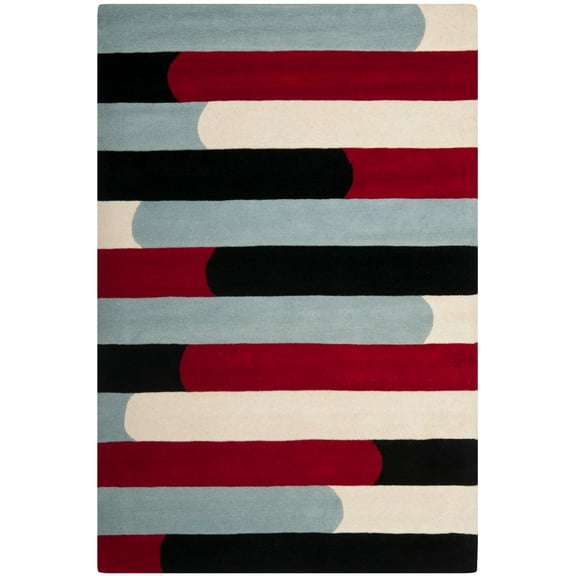 SAFAVIEH Soho Proinsias Striped Area Rug, Ivory/Multi, 3'6" x 5'6"