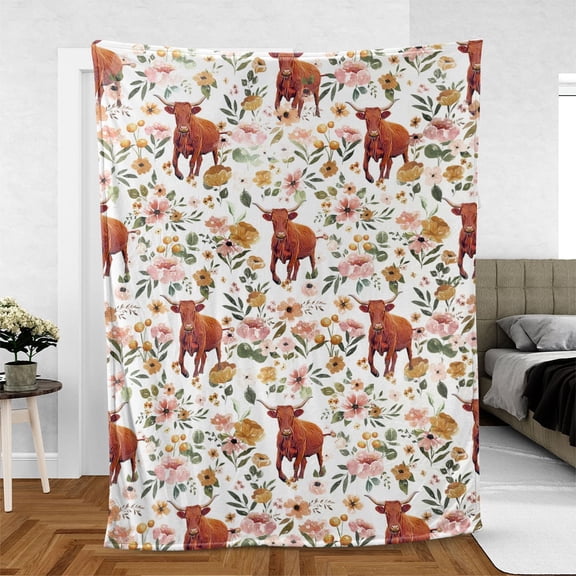 Namashops Blanket - Salers Floral Pattern Blanket, 30x40in Fleece Blanket