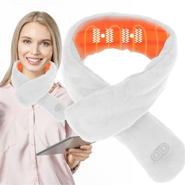 Heated Scarf 3 Heating Level Heated Neck Wrap Soft USB Heated Neck Scarf with Vibration Massage 4 Massage Mode Comfortable Neck Heating Pad Portable Heated Scarf Easy to Use for Men Women