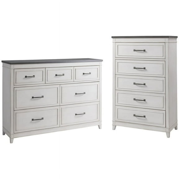 Home Square 2-Piece Set with Del Mar 5 Drawer Chest & 7 Drawer Dresser